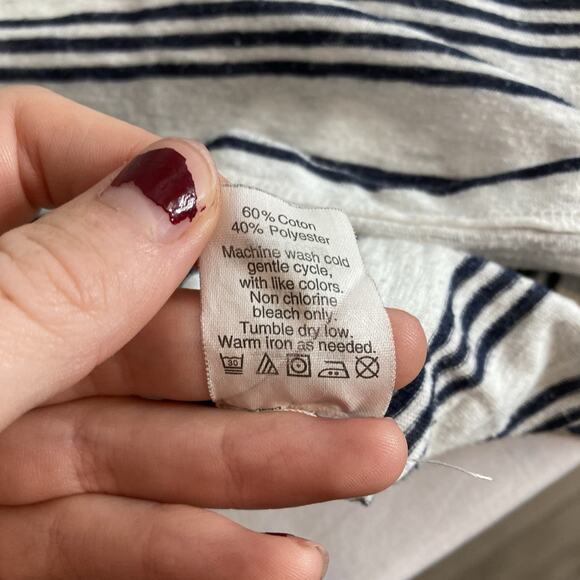 J Crew‎ Women's White Black Striped Scoop Neck T Shirt Est. Size L Preppy Basics - Picture 6 of 10